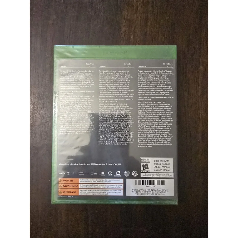 Middle-earth Shadow of War Microsoft Xbox‎ One 2017 BRAND NEW